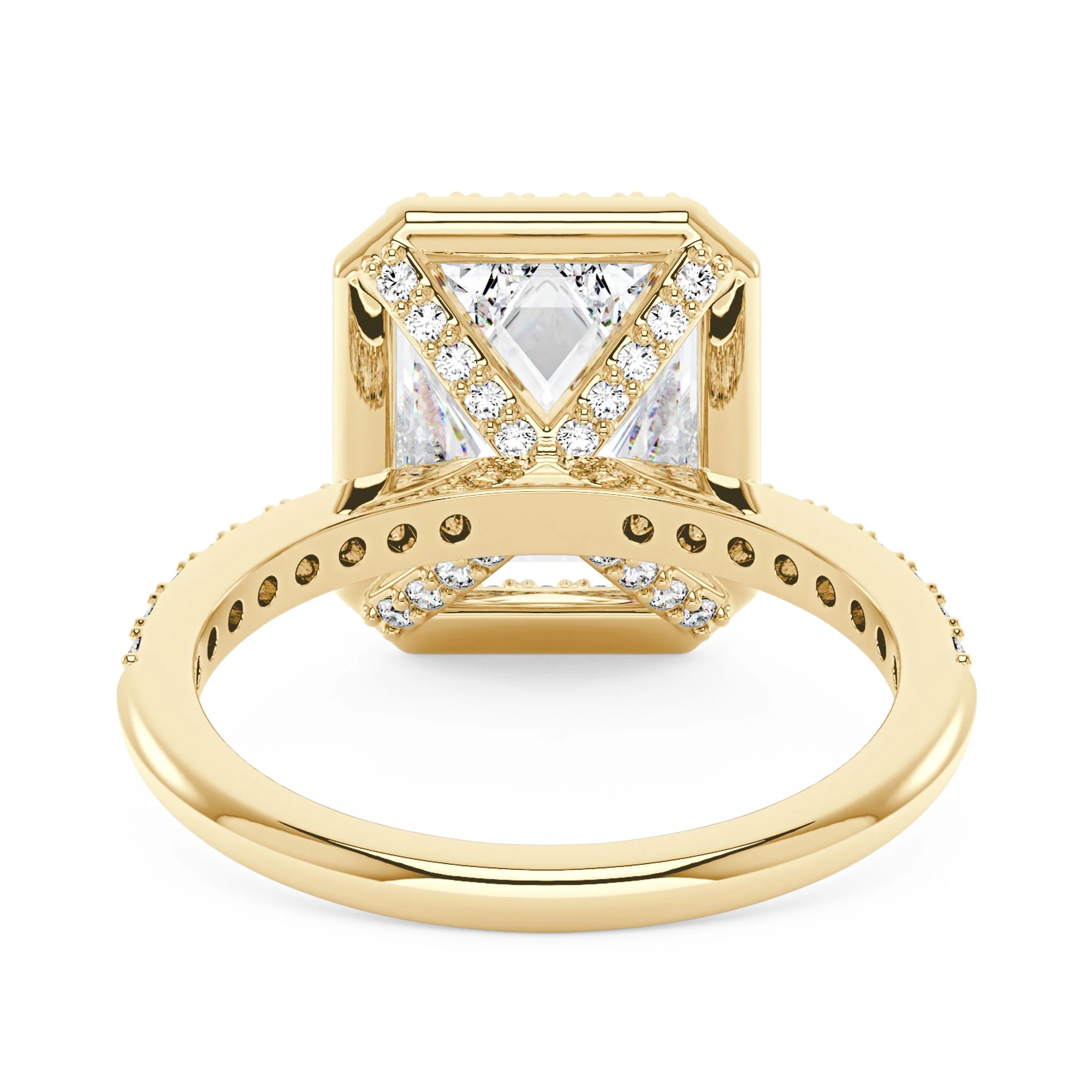 Radiant Halo Ring with Pavé Band - Image 6